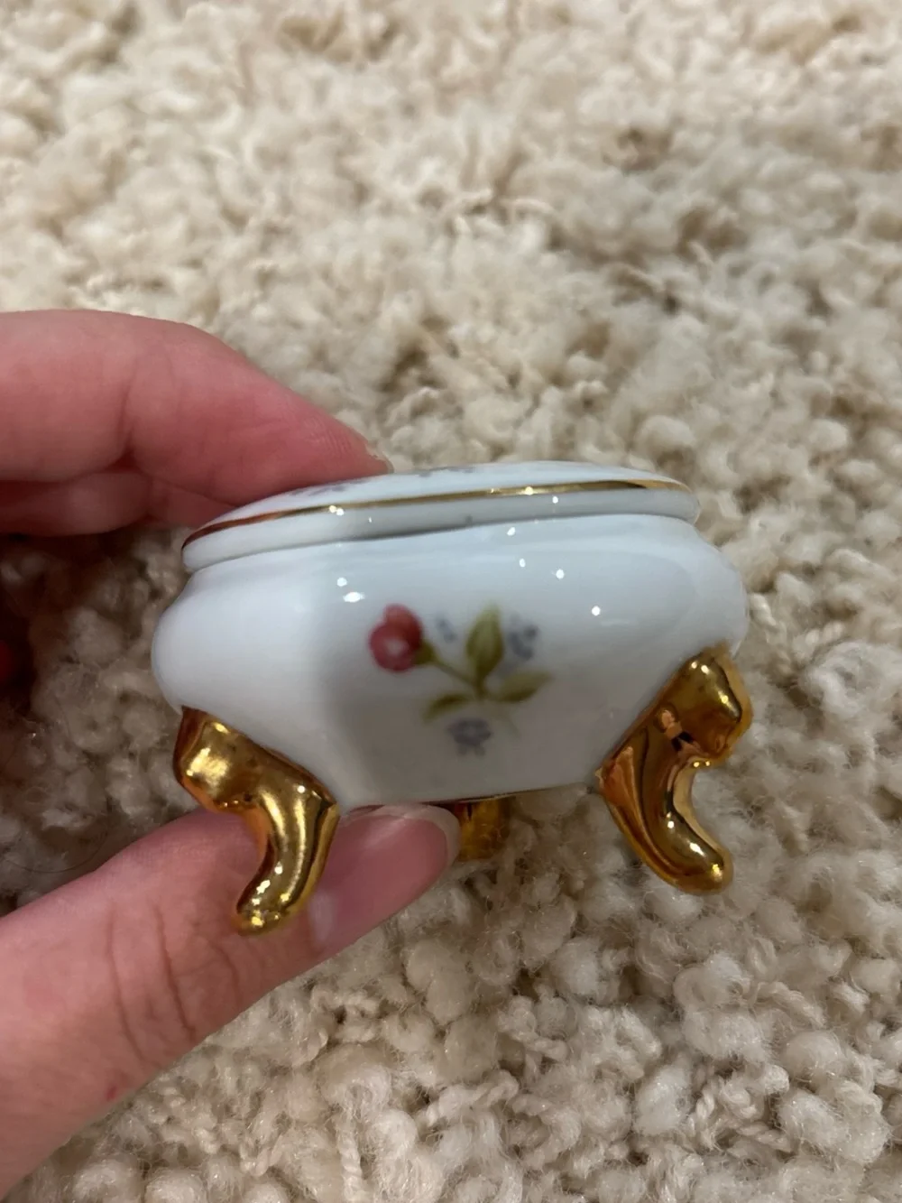 Vintage 1950s Nikoniko China EW Japan Hand Painted Porcelain Trinket Jewelry Box